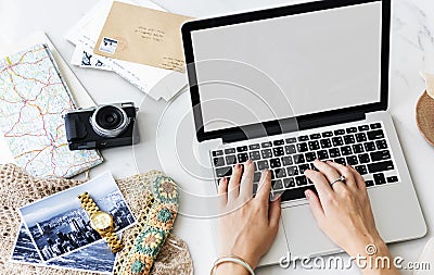 Woman Traveler Plan Trip Journey Concept Stock Photo