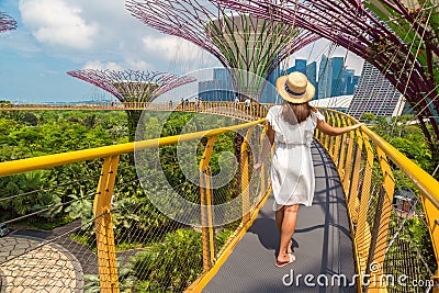 Woman traveler in Singapore Editorial Stock Photo