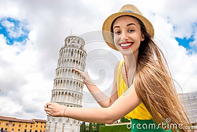 Woman traveling in Pisa old town Stock Photo