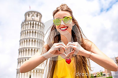 Woman traveling in Pisa old town Stock Photo