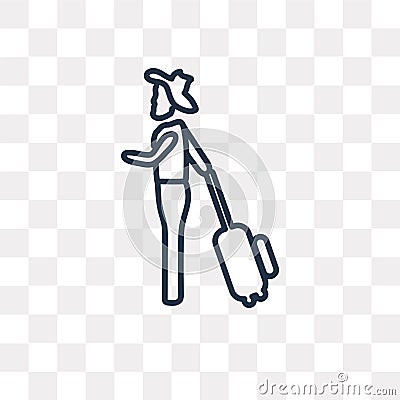 Woman Traveller vector icon isolated on transparent background, Vector Illustration