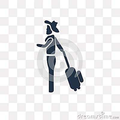 Woman Traveller vector icon isolated on transparent background, Vector Illustration