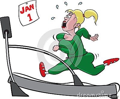 Woman on treadmill Vector Illustration