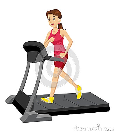 Woman On A Treadmill Vector Illustration