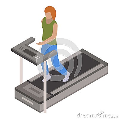 Woman treadmill icon, isometric style Vector Illustration