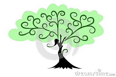 Woman Tree with hands Stock Photo