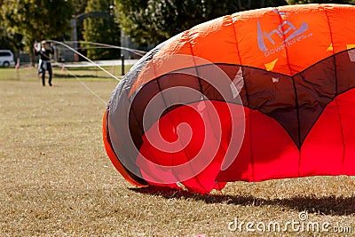 Woman Tries To Get Kite Airborne At Public Festival Editorial Stock Photo