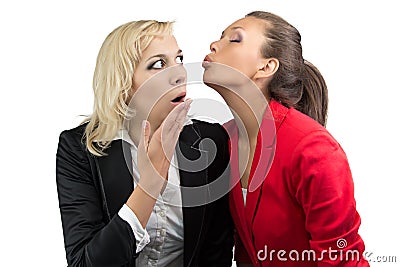 Woman trying kiss enother woman Stock Photo