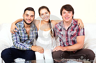 https://thumbs.dreamstime.com/x/woman-two-men-smiling-polyandry-women-indoors-63402119.jpg