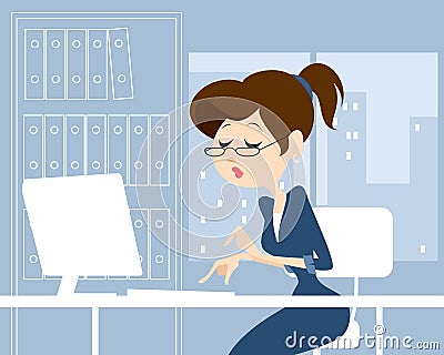 Woman typing text on keyboard Vector Illustration