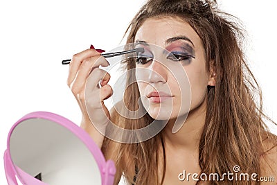 Woman with ugly makeup Stock Photo