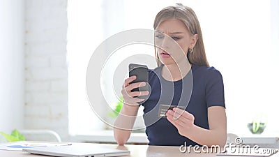 Woman Unable to make Online Payment on Smartphone Stock Photo