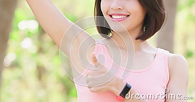 Woman with underarm hair removal Stock Photo