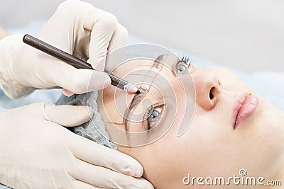 Medical micro needle therapy with a modern medical instrument derma roller. Stock Photo