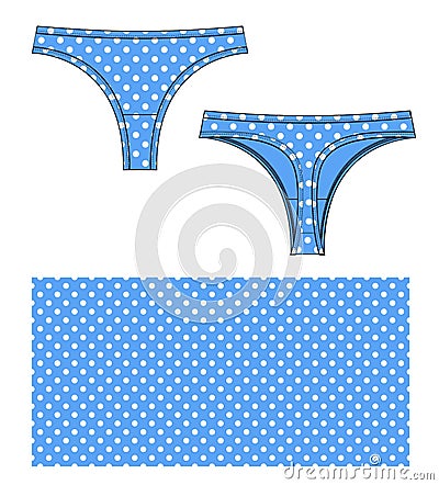 Woman underwear Thong pants technical sketches Vector Illustration