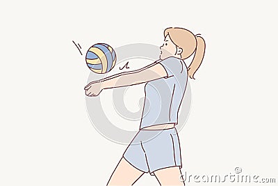 Woman in uniform play volleyball Vector Illustration