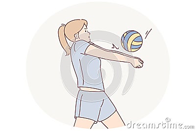 Woman in uniform play volleyball Vector Illustration