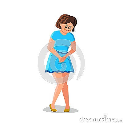 Woman With Urine Urgency Holding Crotch Vector Vector Illustration