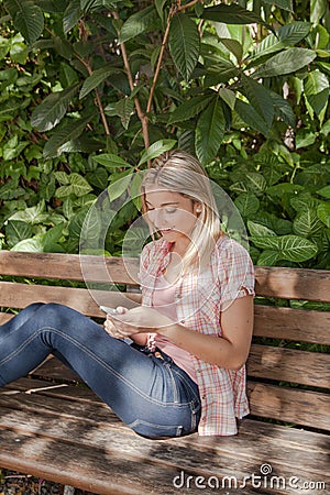 Woman usign the movil Stock Photo