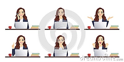 Woman using laptop Vector Illustration