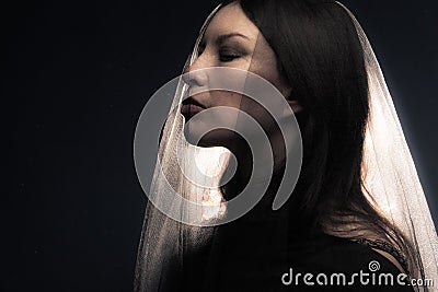 Woman with veil Stock Photo