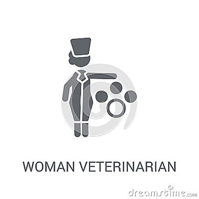 Woman Veterinarian icon. Trendy Woman Veterinarian logo concept Vector Illustration