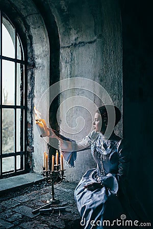 Woman in victorian dress Stock Photo