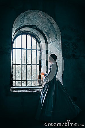 Woman in victorian dress Stock Photo