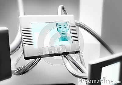 Woman On Video Conferencing Screen Stock Photo