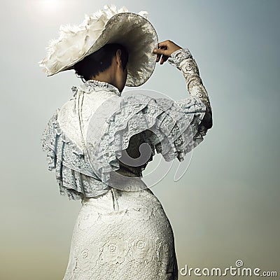 Woman in vintage dress Stock Photo
