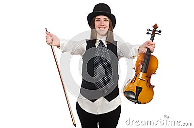 Woman violin player Stock Photo