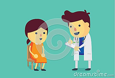 Woman visiting the doctor for health check. Vector Illustration