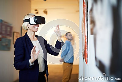 Woman in VR Museum Stock Photo