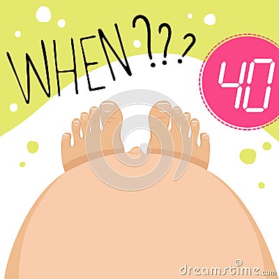 Woman waiting for the onset of labor. Top view. Vector Illustration