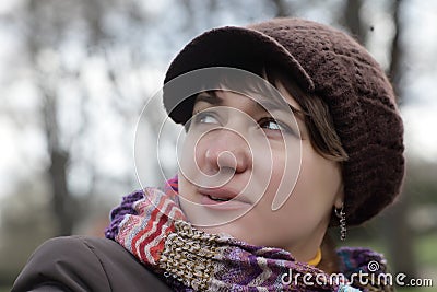 Woman waiting rain Stock Photo