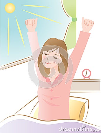 A woman wake up in the morning Vector Illustration