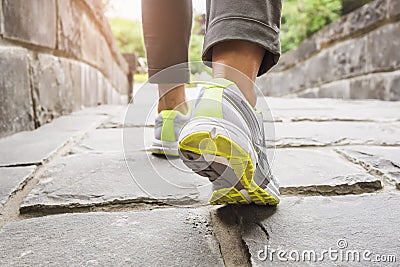 Woman Walking on trail outdoor exercise Stock Photo