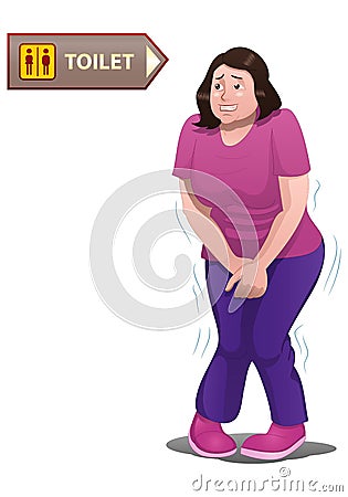 A woman want to take a pee Stock Photo