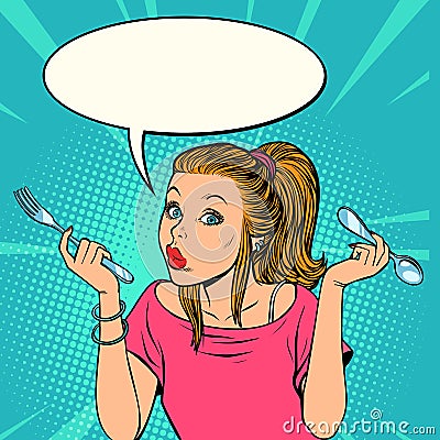 Woman wants to eat Vector Illustration