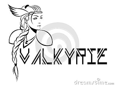 Woman-warrior valkyrie in winged helmet Vector Illustration