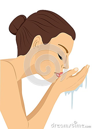 Woman washing her face Vector Illustration