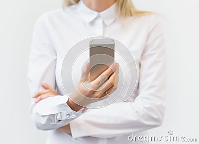 Woman watching mobile phone Stock Photo