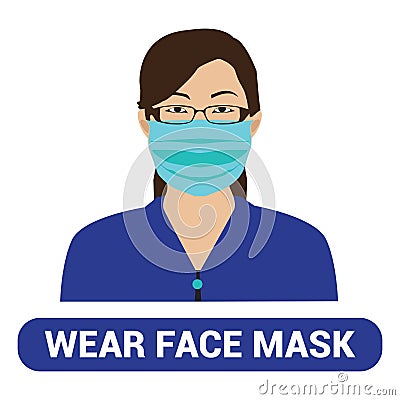 Woman wearing face mask Vector Illustration