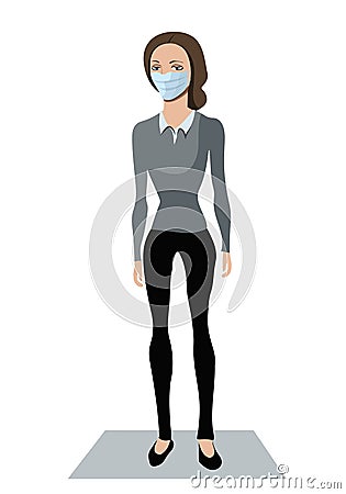 Woman wearing face mask, gauze mask Vector Illustration
