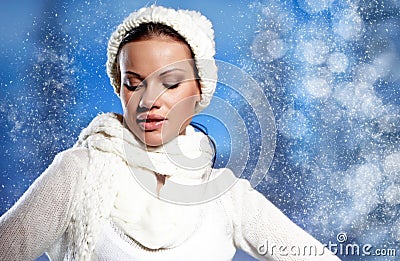 Woman wearing fashion winter clothin Stock Photo