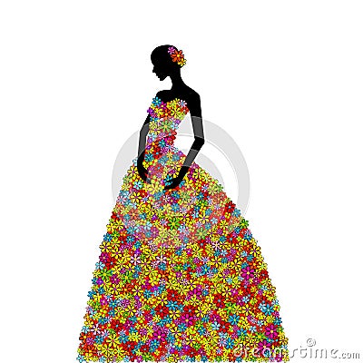 Woman wearing a floral dress Vector Illustration