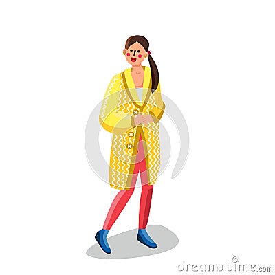 Woman Wearing Knitted Cardigan Clothes Vector Illustration Vector Illustration
