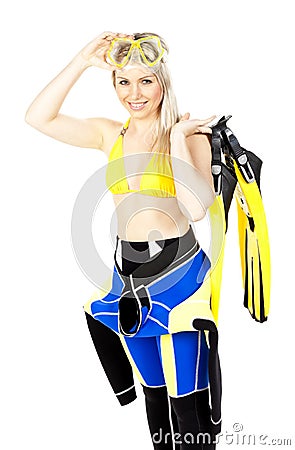 Woman wearing neoprene Stock Photo