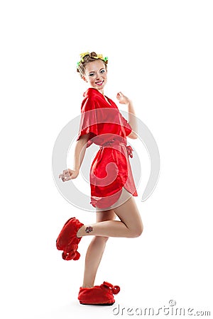 Woman wearing a nightgown and posing Stock Photo