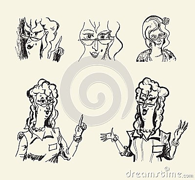 Woman wearing spectacles. Character Stock Photo